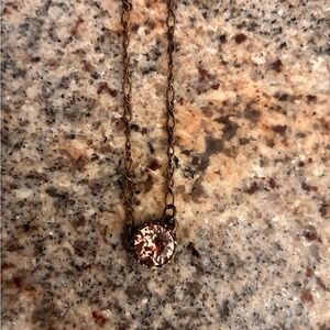 Swarovski Vintage Rose Crystal Flower Bezel Antique Bronze Pendant Necklace